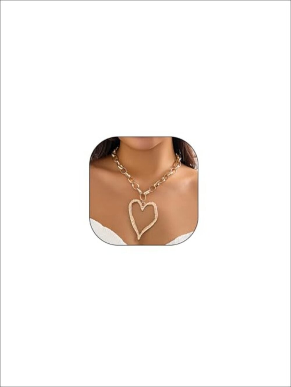 Chunky Heart Pendant Necklace Lobster Clasp Y2K Statement Jewelry for Women